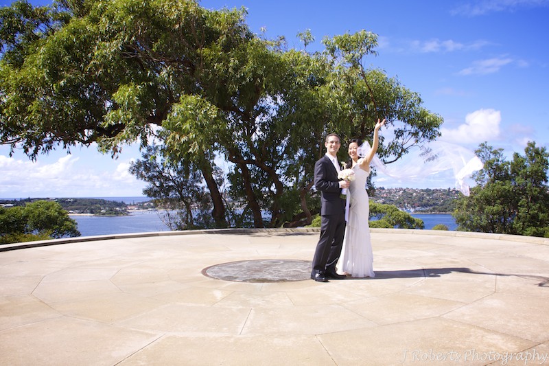 Brides veil flying - wedding photography sydney